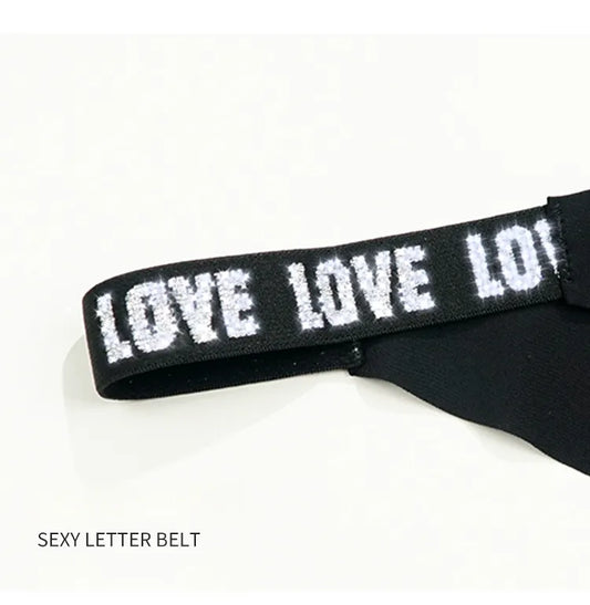Seamless Low Waist Thong Women's Letter Thin Strap Pure Cotton Crotch Sports Invisible Sexy Ice Silk Triangle Panties