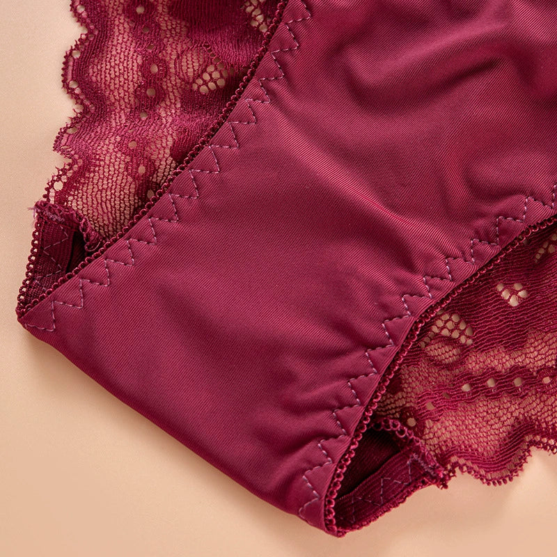 Lace panties for women, sexy and charming, printed mesh, breathable and comfortable, high-waisted briefs for women