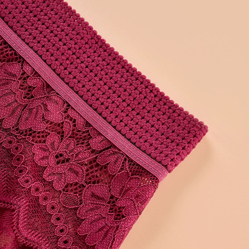 Lace panties for women, sexy and charming, printed mesh, breathable and comfortable, high-waisted briefs for women