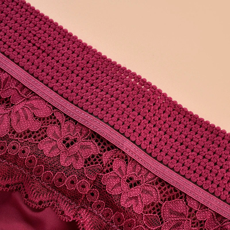 Lace panties for women, sexy and charming, printed mesh, breathable and comfortable, high-waisted briefs for women