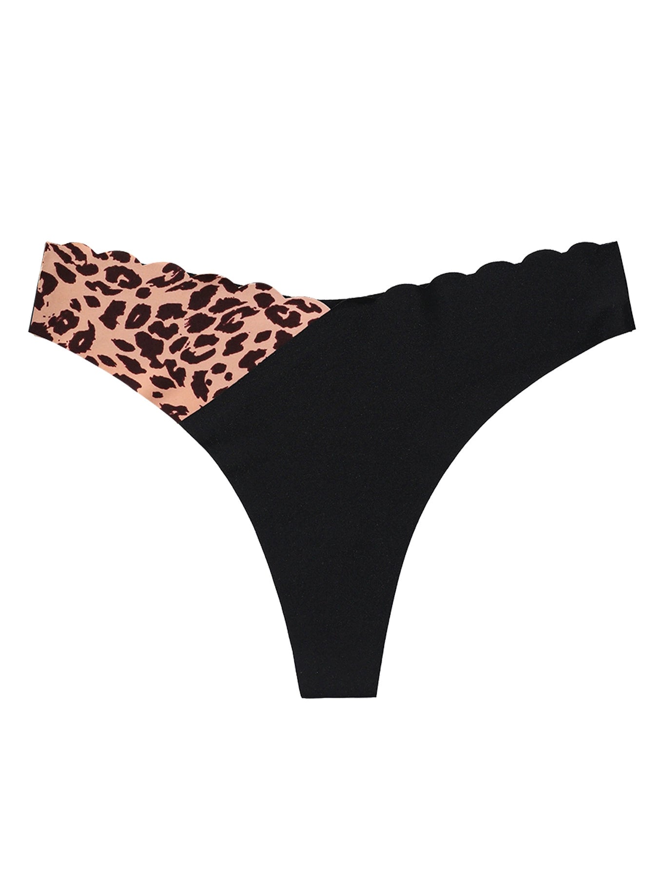 Seamless Ice Silk Scallop-Shaped Women's Panties Sexy Flirty Comfortable Breathable Quick-Dry Invisible Color-Block Thong