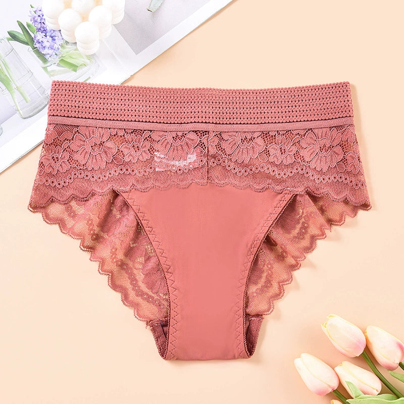 Lace panties for women, sexy and charming, printed mesh, breathable and comfortable, high-waisted briefs for women