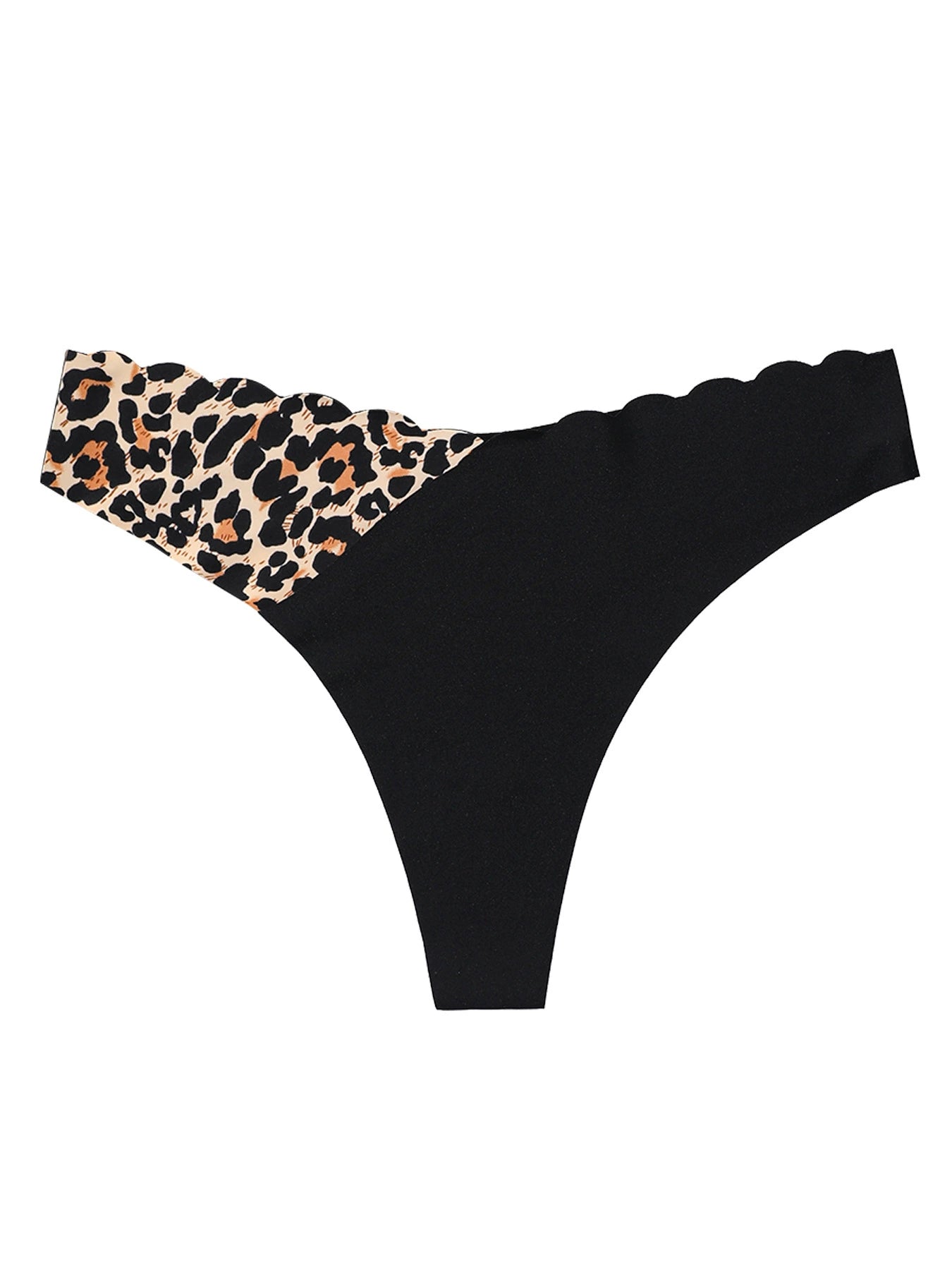 Seamless Ice Silk Scallop-Shaped Women's Panties Sexy Flirty Comfortable Breathable Quick-Dry Invisible Color-Block Thong