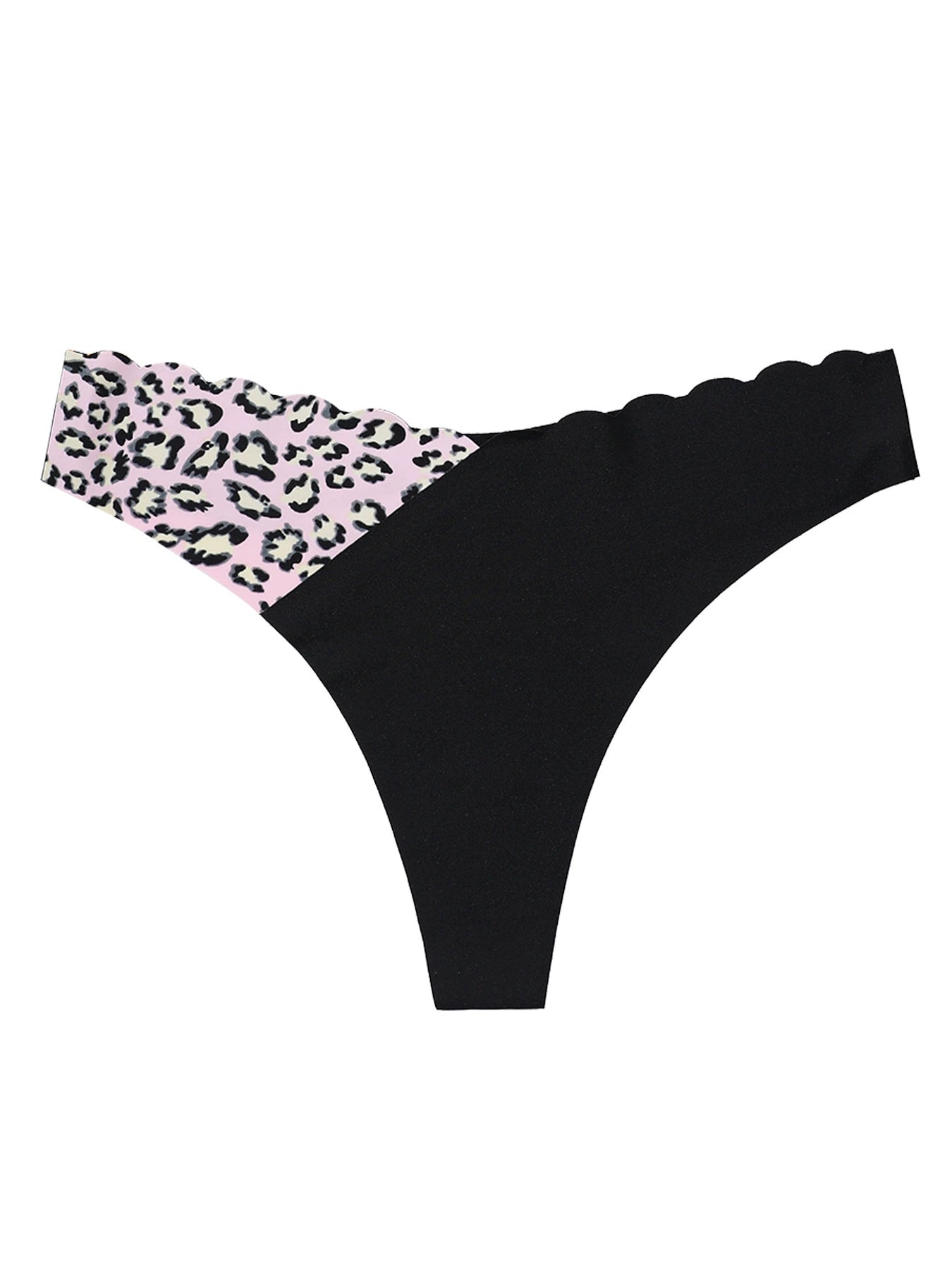 Seamless Ice Silk Scallop-Shaped Women's Panties Sexy Flirty Comfortable Breathable Quick-Dry Invisible Color-Block Thong