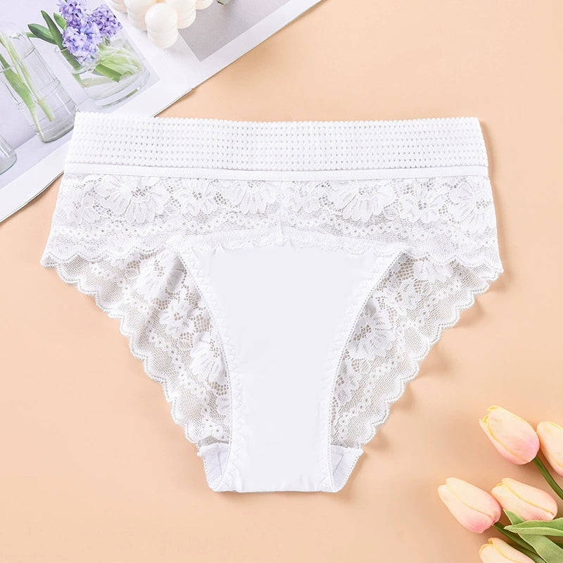 Lace panties for women, sexy and charming, printed mesh, breathable and comfortable, high-waisted briefs for women