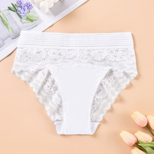 Lace panties for women, sexy and charming, printed mesh, breathable and comfortable, high-waisted briefs for women