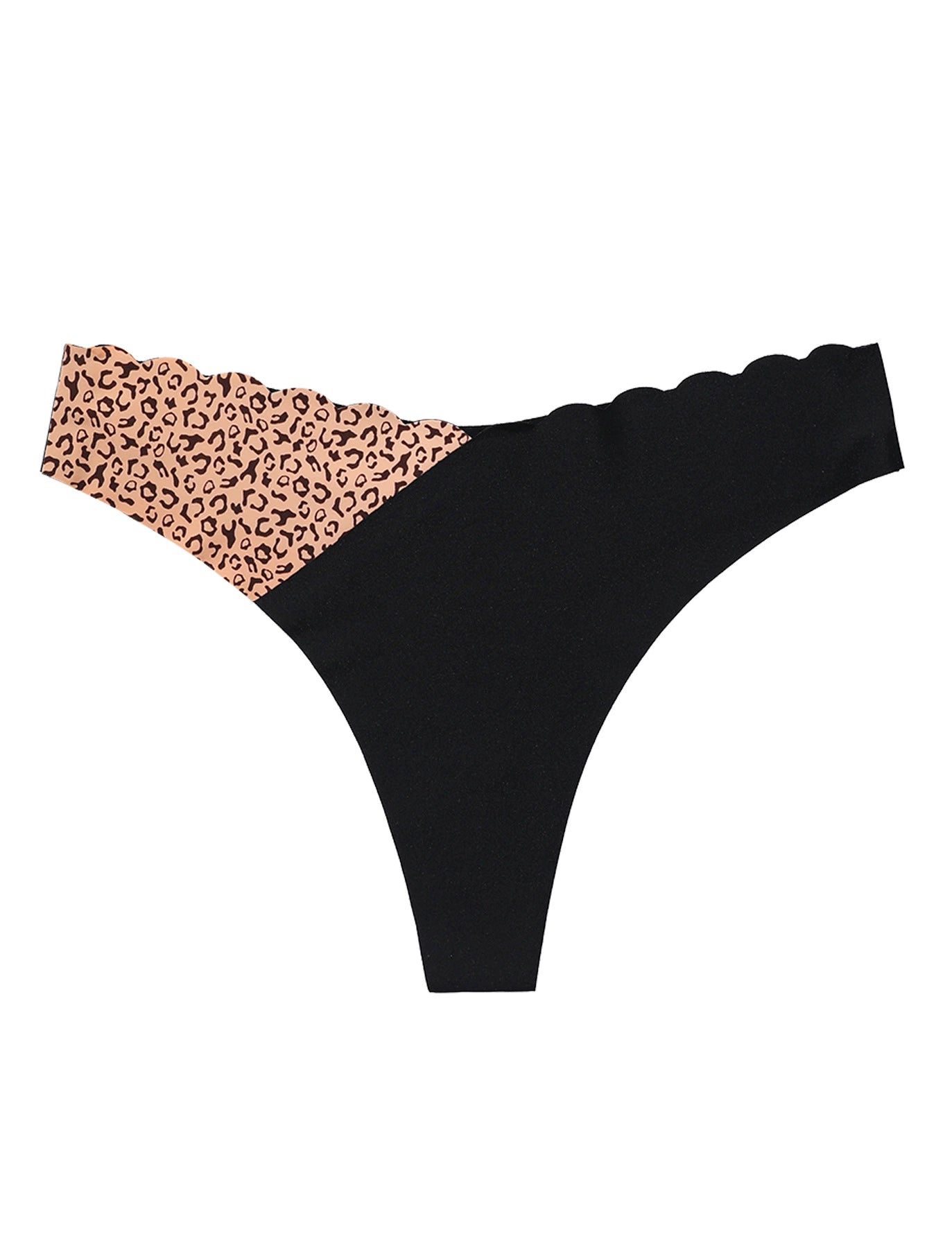 Seamless Ice Silk Scallop-Shaped Women's Panties Sexy Flirty Comfortable Breathable Quick-Dry Invisible Color-Block Thong