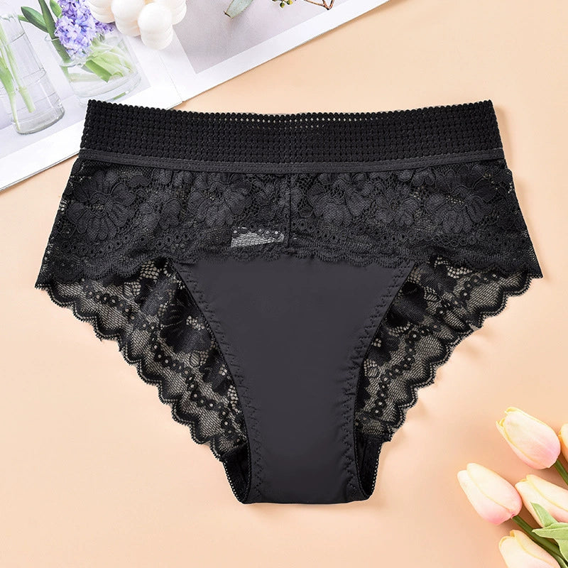 Lace panties for women, sexy and charming, printed mesh, breathable and comfortable, high-waisted briefs for women